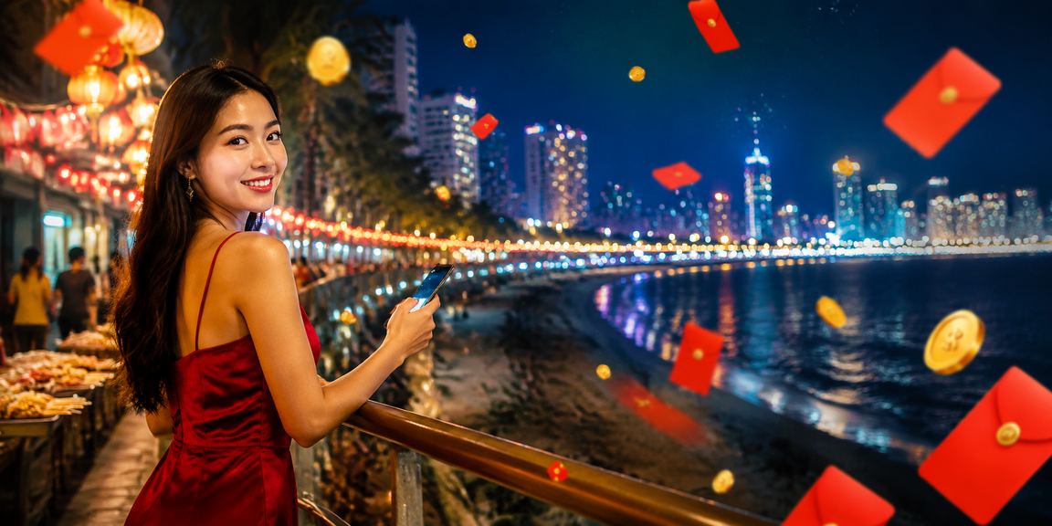 Không khí chợ đêm Nha Trang với người dùng kiểm tra tài khoản trên điện thoại